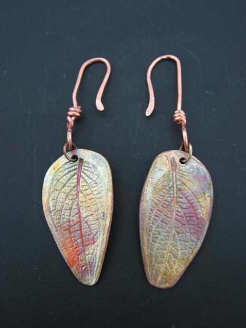 Art CLay Copper Rolled Leaf Earrings