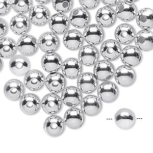 .925 Sterling Silver 6mm seamless beads, 10pc