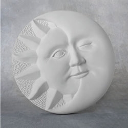 Unpainted, ready for glaze Sun Plaque Bisque